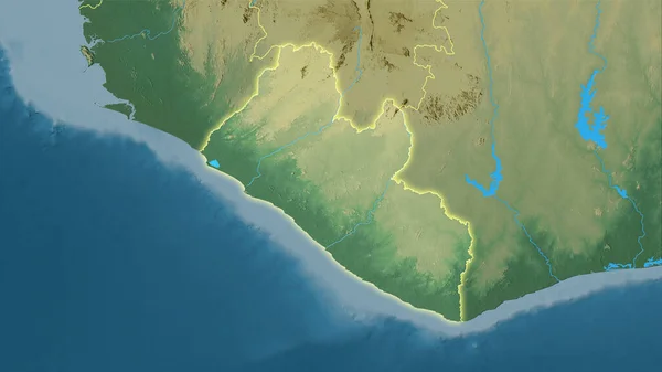 Área Libéria Mapa Topográfico Relevo Projeção Estereográfica Composição Bruta Camadas — Fotografia de Stock