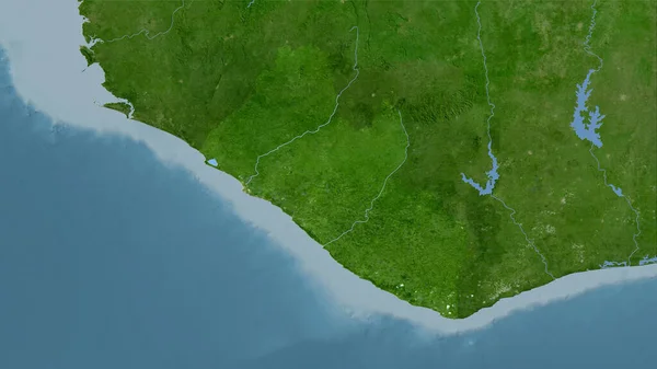 卫星B地图上立体投影中的利比里亚地区 栅格层的原始组成 — 图库照片
