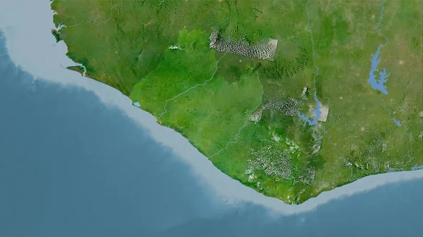卫星C地图上立体投影中的利比里亚地区 栅格层的原始组成 — 图库照片