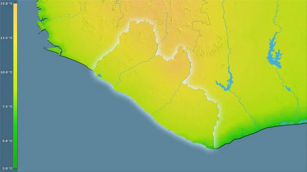 Μέση Ημερήσια Διακύμανση Θερμοκρασίας Εντός Της Περιοχής Της Λιβερίας Στην — Φωτογραφία Αρχείου