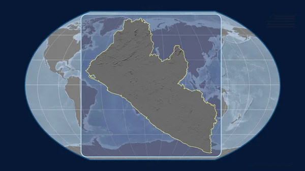 Zoomad Syn Liberia Skissera Med Perspektiv Linjer Mot Global Karta — Stockfoto