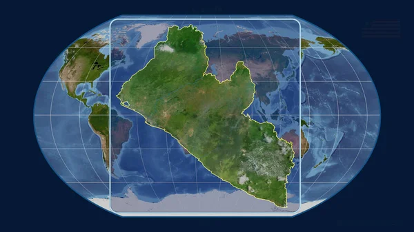 Vista Ampliada Del Contorno Liberia Con Líneas Perspectiva Contra Mapa — Foto de Stock
