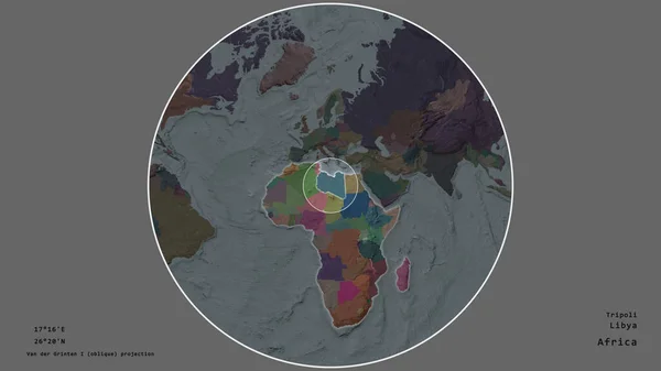 Bereich Von Libyen Mit Einem Kreis Auf Der Großformatigen Landkarte — Stockfoto