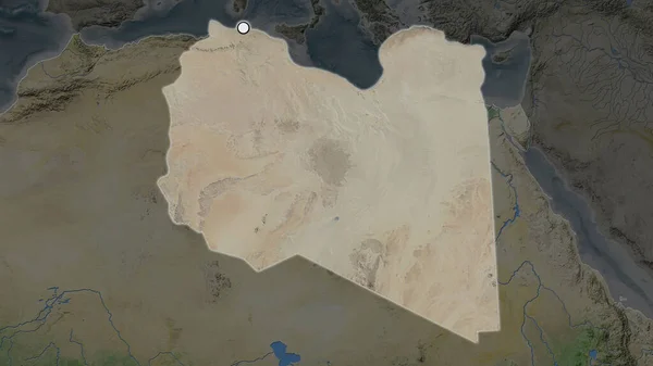 Área Destacada Líbia Com Ponto Capital Mapa Dessaturado Seu Bairro — Fotografia de Stock