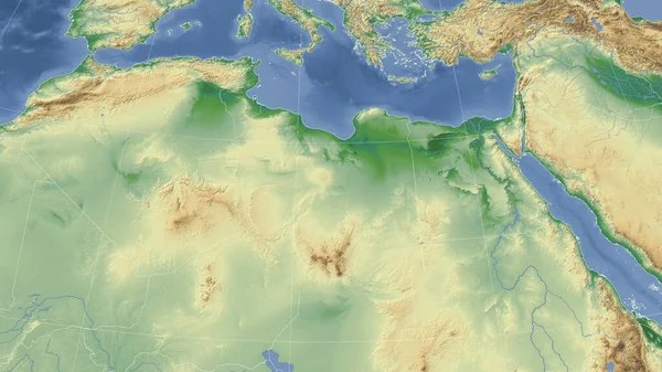 Líbia Seu Bairro Perspectiva Oblíqua Distante Sem Contorno Cor Mapa — Fotografia de Stock