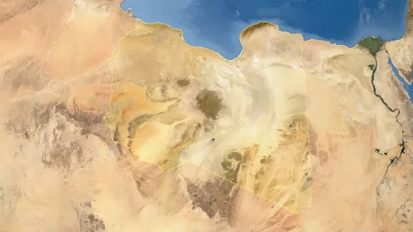 Σκιαγραφείται Λιβύη Δορυφορική Εικόνα Υψηλής Ανάλυσης — Φωτογραφία Αρχείου