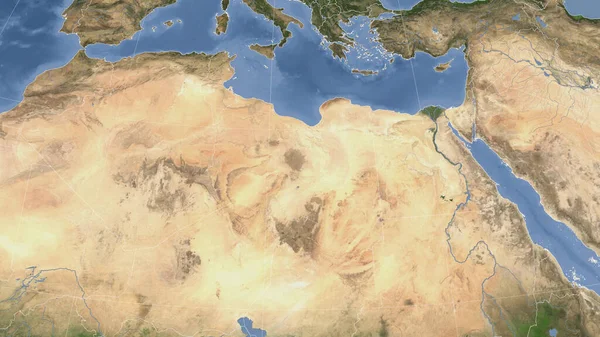 Líbia Seu Bairro Perspectiva Oblíqua Distante Sem Contorno Imagens Satélite — Fotografia de Stock