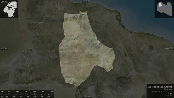 Jabal Gharbi Okres Libye Satelitní Snímky Tvar Prezentovaný Venkově Informativními — Stock fotografie