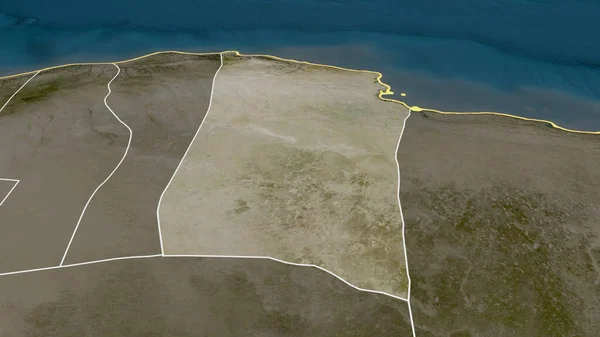 Darnah Distrikt Von Libyen Vergrößert Und Hervorgehoben Satellitenbilder Rendering — Stockfoto