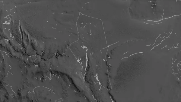 Ghat Bezirk Von Libyen Graustufige Karte Mit Seen Und Flüssen — Stockfoto