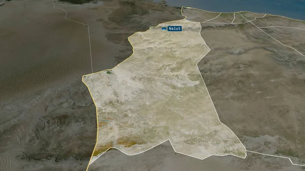 Nalut Dzielnica Libii Powiększyła Się Uwydatniła Kapitałem Zdjęcia Satelitarne Renderowanie — Zdjęcie stockowe