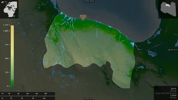 Surt Περιφέρεια Λιβύης Χρωματιστά Δεδομένα Σκίασης Λίμνες Και Ποτάμια Σχήμα — Φωτογραφία Αρχείου