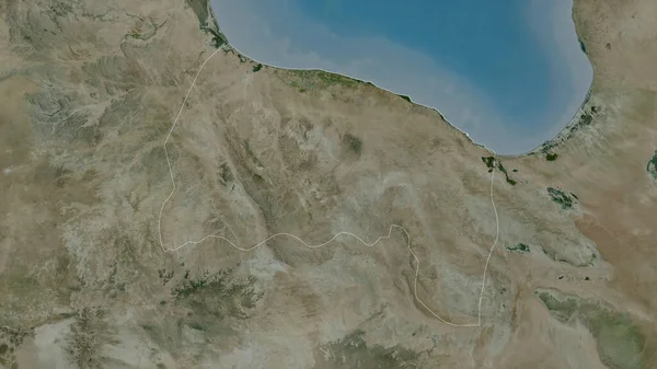 Surt District Libya Satellite Imagery Shape Outlined Its Country Area — Stock Photo, Image