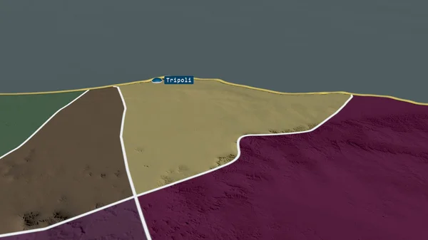 Tripoli Quartiere Della Libia Ingrandito Evidenziato Con Capitale Mappa Colorata — Foto Stock
