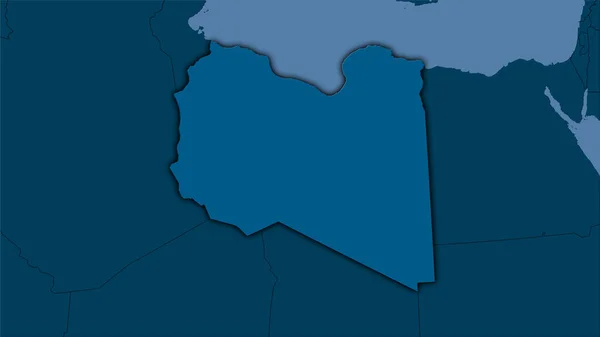 Líbia Területe Sztereográfiai Vetítés Szilárd Térképén Raszterrétegek Nyers Összetétele Sötét — Stock Fotó