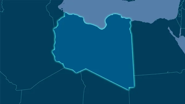 Líbia Térképe Sztereográfiai Vetítés Szilárd Térképén Raszterrétegek Nyers Összetétele Világító — Stock Fotó