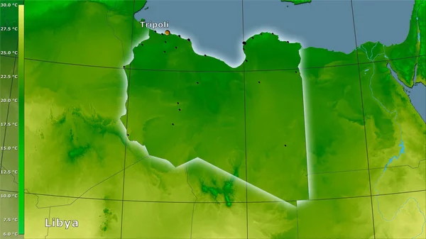 Temperatura Media Anual Dentro Del Área Libia Proyección Estereográfica Con — Foto de Stock