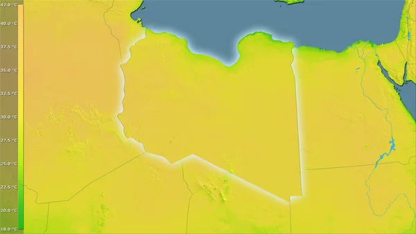 Середньорічна Зміна Температури Межах Лівії Стереографічній Проекції Легендарно Сирою Композицією — стокове фото