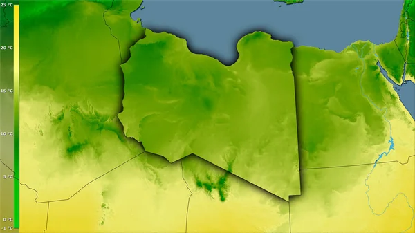 Temperatura Media Del Cuarto Más Frío Dentro Del Área Libia — Foto de Stock