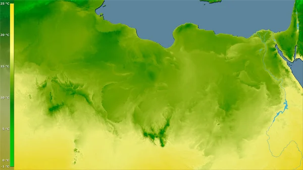 Temperatura Média Quarto Mais Frio Dentro Área Líbia Projeção Estereográfica — Fotografia de Stock