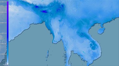 Efsanevi stereografik projeksiyondaki Myanmar bölgesindeki en sıcak çeyrekliğin yağışı - raster tabakalarının ham bileşimi