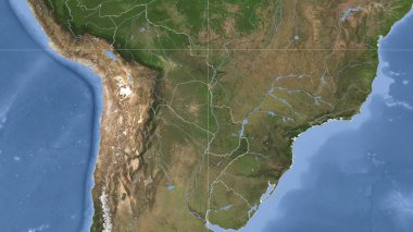 Paraguay ve mahallesi. Uzak eğimli perspektif - özet yok. uydu resimleri