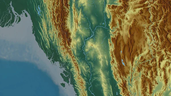 マグウェイミャンマー師団 湖や川と色の救済 形状は その国の領域に対して概説 3Dレンダリング — ストック写真