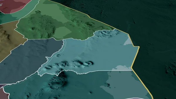 マチンガ マラウィの地区が拡大し 強調した 行政区画の色と衝突した地図 3Dレンダリング — ストック写真