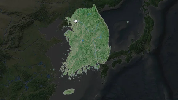 Das Hervorgehobene Gebiet Südkoreas Mit Hauptstadt Auf Der Ungesättigten Landkarte — Stockfoto