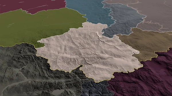 Gorno Altay République Russie Zoomé Mis Évidence Carte Colorée Bosselée — Photo