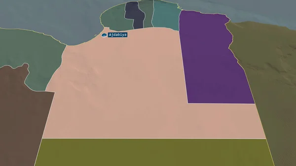 Аль Вахат Район Ливии Масштабировался Выделялся Столицей Цветная Карта Административного — стоковое фото