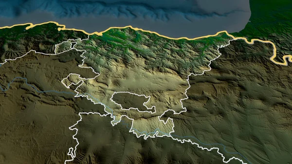 スペインの自治体であるパイス ヴァスコは拡大し 強調した 主な物理的な風景機能 3Dレンダリング — ストック写真