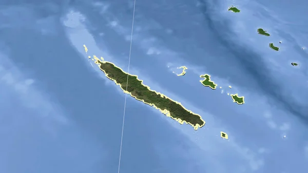 Neukaledonien Und Seine Nachbarschaft Distanzierte Schrägperspektive Umrissene Form Satellitenbilder — Stockfoto