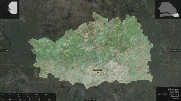 Κεδούγκου Περιφέρεια Σενεγάλης Δορυφορικές Εικόνες Σχήμα Που Παρουσιάζεται Ενάντια Στην — Φωτογραφία Αρχείου
