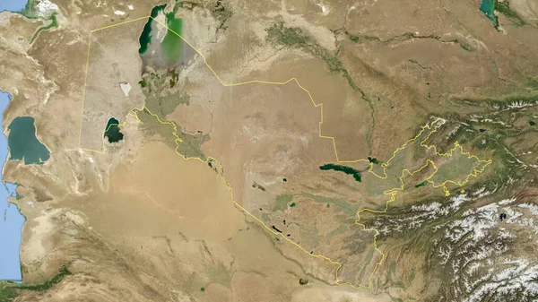 Uzbequistão Delineado Imagem Satélite Alta Resolução — Fotografia de Stock