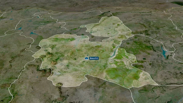 Bauchi Delstaten Nigeria Zoomas Och Markeras Med Kapital Satellitbilder Rendering — Stockfoto