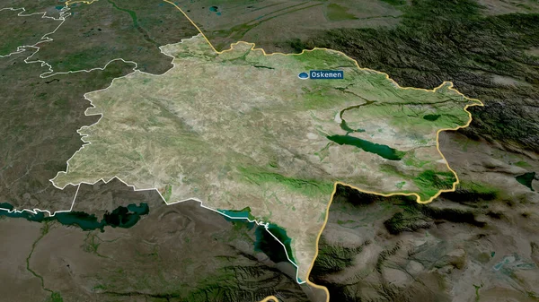 Восточный Казахстан Регион Казахстана Масштабировался Выделялся Столицей Спутниковые Снимки Рендеринг — стоковое фото