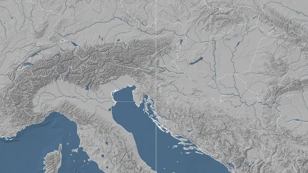Słowenia Jej Sąsiedztwo Daleka Perspektywa Skośna Brak Konturu Mapa Elewacji — Zdjęcie stockowe