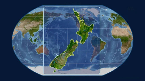 Zoomed Vista Della Nuova Zelanda Contorno Con Linee Prospettiche Contro — Foto Stock