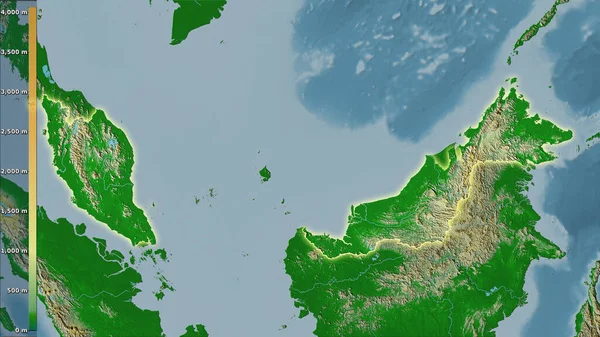 Mapa Físico Dentro Del Área Malasia Proyección Estereográfica Con Leyenda — Foto de Stock