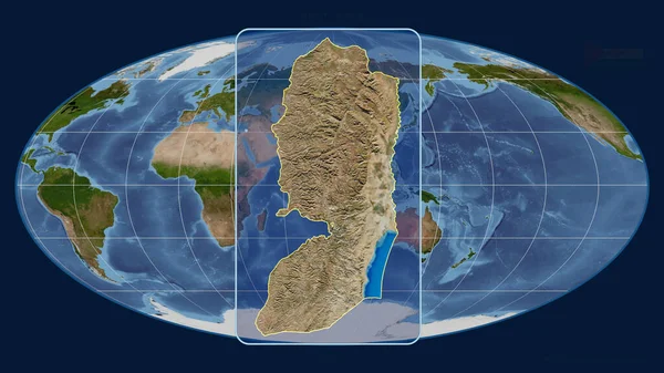 Ciszjordánia Mollweide Előrejelzésben Szereplő Globális Térkép Szemszögéből Közelítve Alakzat Központú — Stock Fotó
