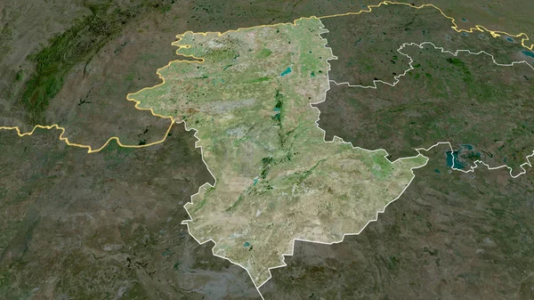 Qostanay Regionen Kazakstan Zoomade Och Belyste Satellitbilder Rendering — Stockfoto