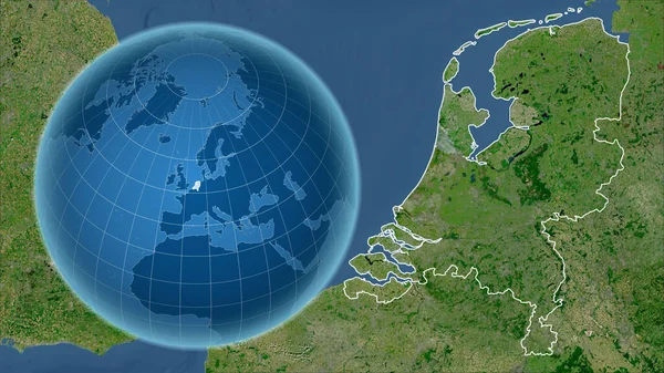 Κάτω Χώρες Σφαίρα Σχήμα Της Χώρας Αντίθεση Μεγεθυμένο Χάρτη Περίγραμμά — Φωτογραφία Αρχείου