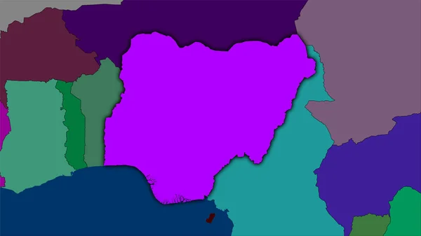 Nigeria Harta Diviziilor Administrative Proiecția Stereografică Compoziția Brută Straturilor Raster — Fotografie, imagine de stoc