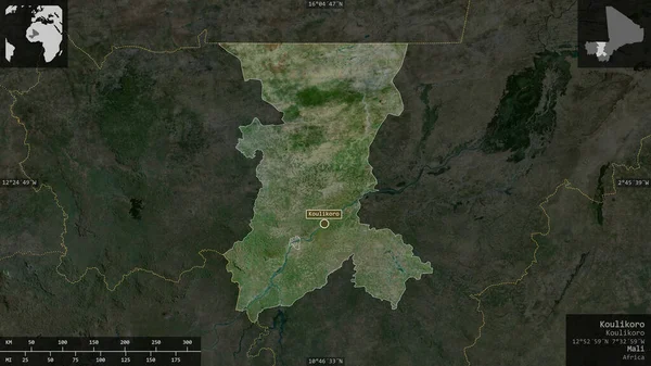 Koulikoro Region Mali Satellitenbilder Gestalt Die Sich Mit Informativen Überlagerungen — Stockfoto