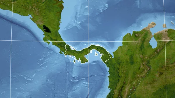 Panama Buurt Verre Perspectief Met Contouren Van Het Land Satellietbeelden — Stockfoto