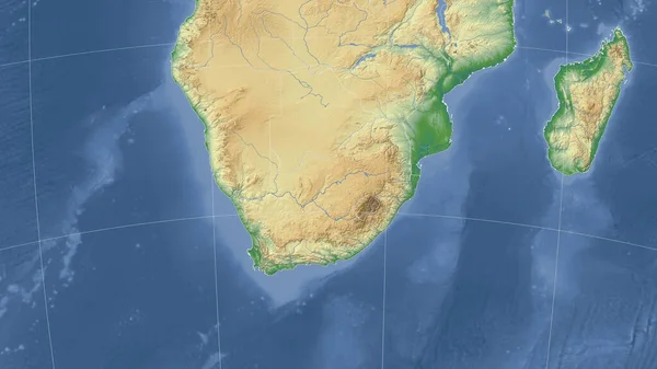 Jižní Afrika Její Okolí Vzdálená Šikmá Perspektiva Žádný Obrys Barevná — Stock fotografie