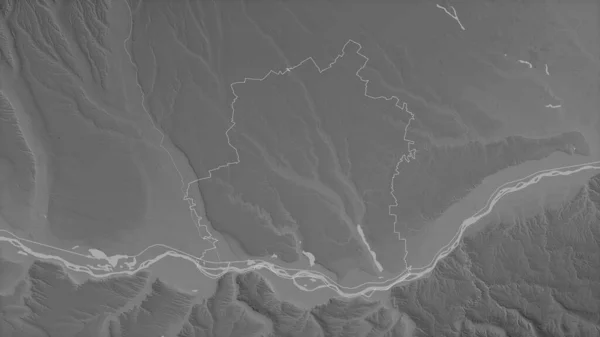 Teleorman Kreis Rumänien Graustufige Karte Mit Seen Und Flüssen Umrissen — Stockfoto