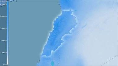 Lübnan bölgesinde efsanevi stereografik projeksiyonla yıllık yağış - ışık saçan raster tabakalarının ham bileşimi