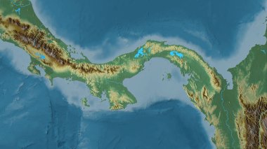 Stereografik projeksiyondaki topografik yardım haritasında Panama alanı - raster katmanlarının ham bileşimi
